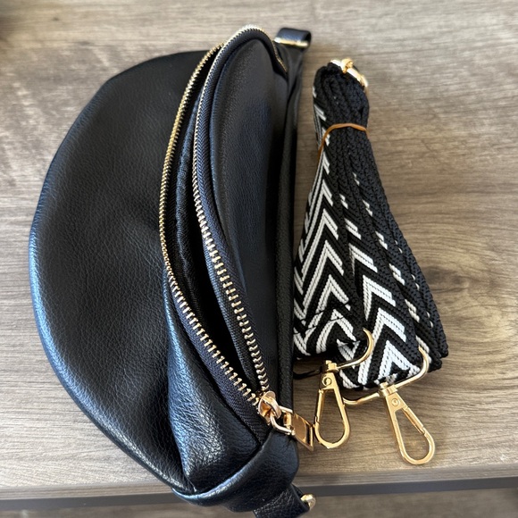 Fringe Cross Body Bum Bag Black - Picture 5 of 5